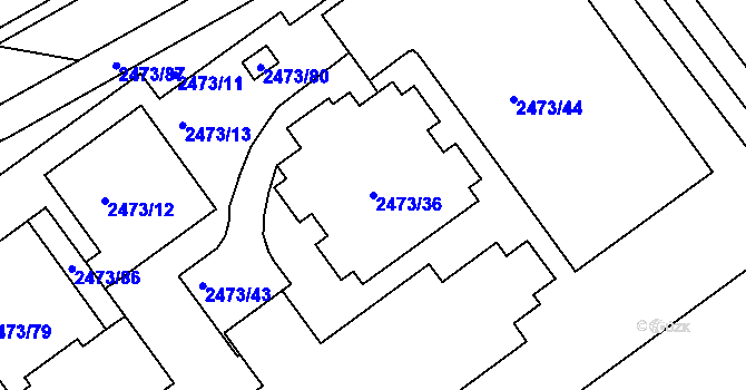Parcela st. 2473/36 v KÚ Tachov, Katastrální mapa