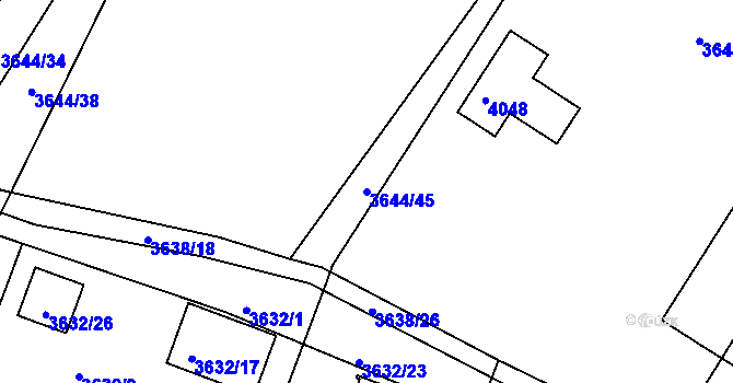 Parcela st. 3644/45 v KÚ Tachov, Katastrální mapa