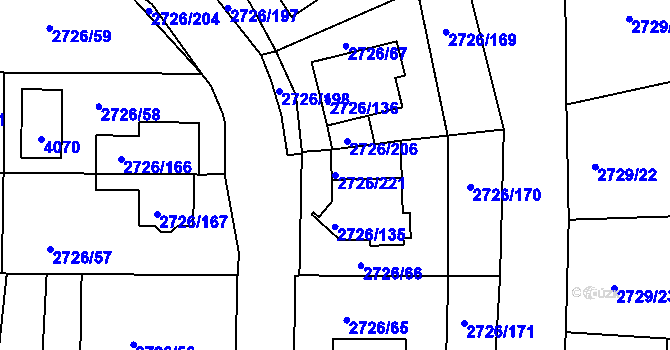 Parcela st. 2726/221 v KÚ Tachov, Katastrální mapa