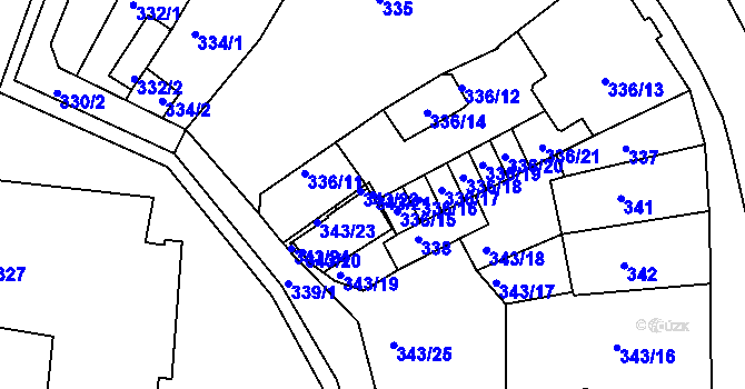 Parcela st. 343/21 v KÚ Tachov, Katastrální mapa