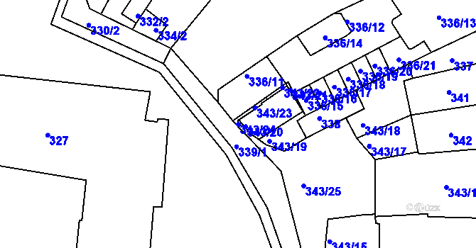 Parcela st. 343/24 v KÚ Tachov, Katastrální mapa