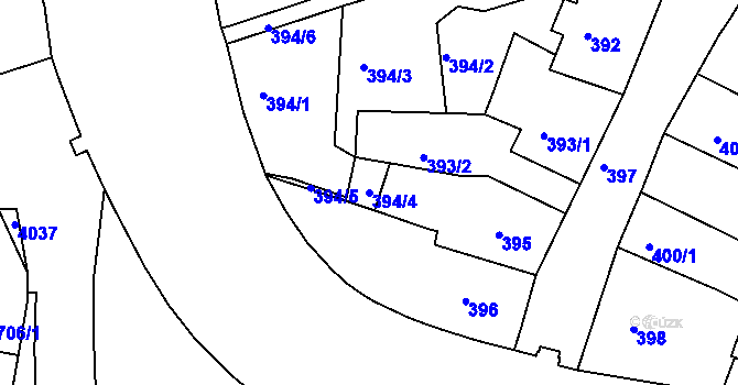 Parcela st. 394/4 v KÚ Tachov, Katastrální mapa
