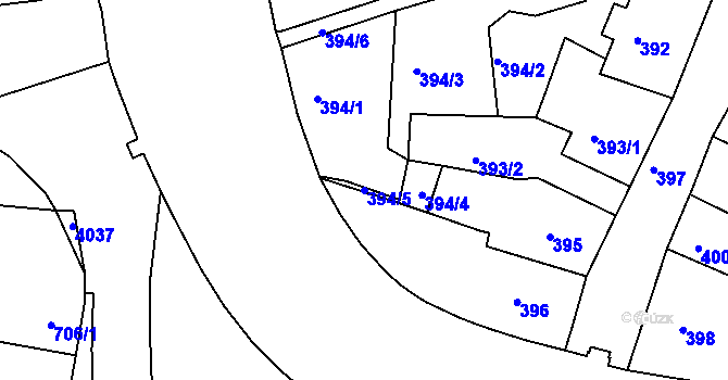Parcela st. 394/5 v KÚ Tachov, Katastrální mapa