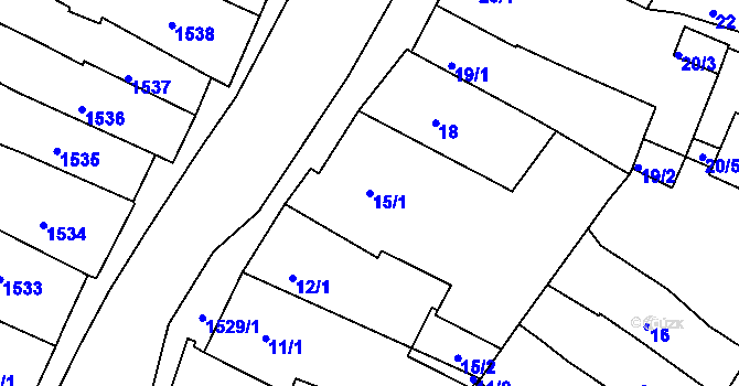 Parcela st. 15/1 v KÚ Tachov, Katastrální mapa