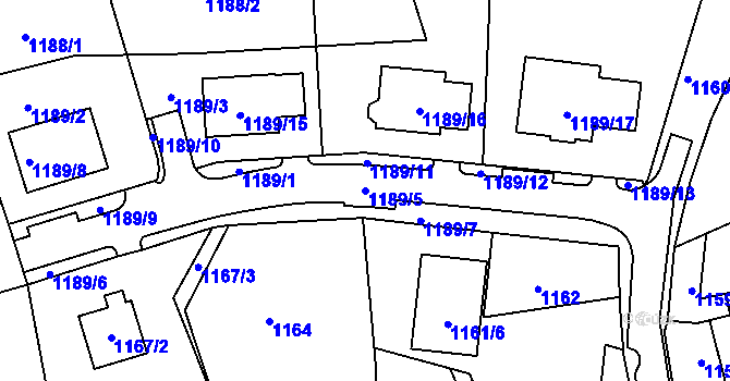 Parcela st. 1189/5 v KÚ Tachov, Katastrální mapa