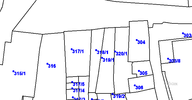 Parcela st. 318/1 v KÚ Tachov, Katastrální mapa