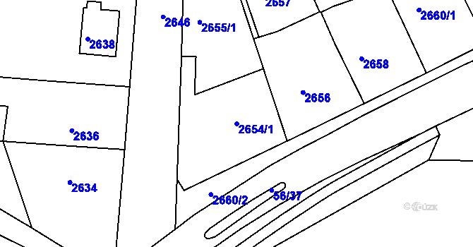 Parcela st. 2654/1 v KÚ Tachov, Katastrální mapa