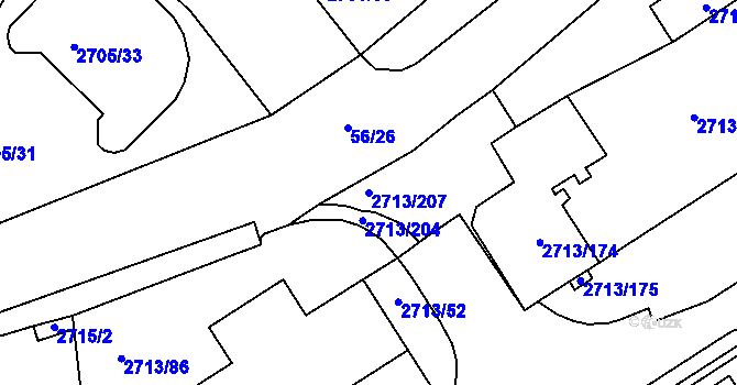 Parcela st. 2713/207 v KÚ Tachov, Katastrální mapa