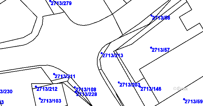 Parcela st. 2713/213 v KÚ Tachov, Katastrální mapa