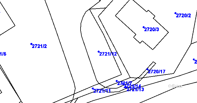 Parcela st. 2721/12 v KÚ Tachov, Katastrální mapa