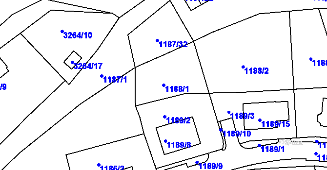 Parcela st. 1188/1 v KÚ Tachov, Katastrální mapa
