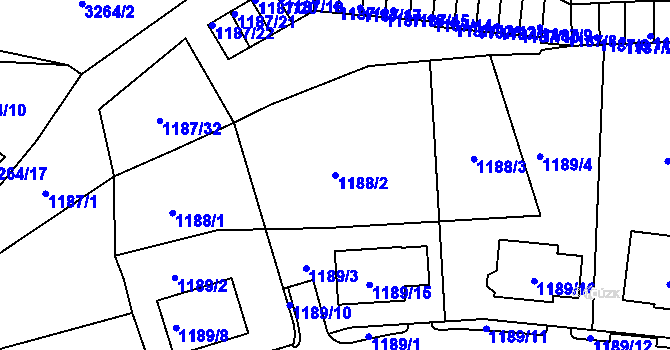 Parcela st. 1188/2 v KÚ Tachov, Katastrální mapa