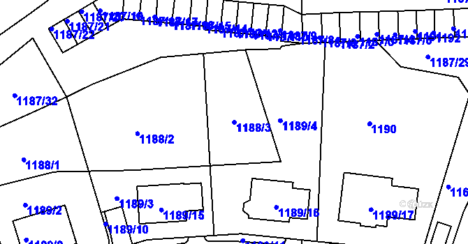 Parcela st. 1188/3 v KÚ Tachov, Katastrální mapa