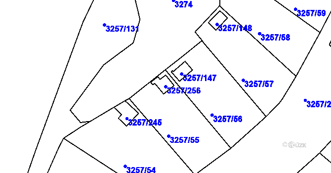 Parcela st. 3257/256 v KÚ Tachov, Katastrální mapa
