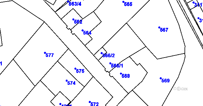 Parcela st. 566/2 v KÚ Tachov, Katastrální mapa