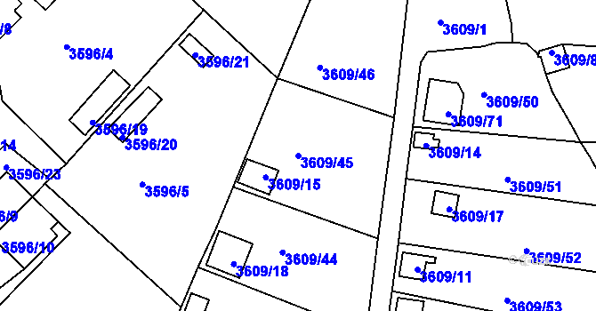Parcela st. 3609/45 v KÚ Tachov, Katastrální mapa