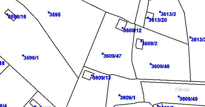 Parcela st. 3609/47 v KÚ Tachov, Katastrální mapa