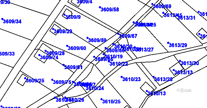 Parcela st. 3610/19 v KÚ Tachov, Katastrální mapa
