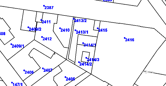 Parcela st. 2414/1 v KÚ Tachov, Katastrální mapa