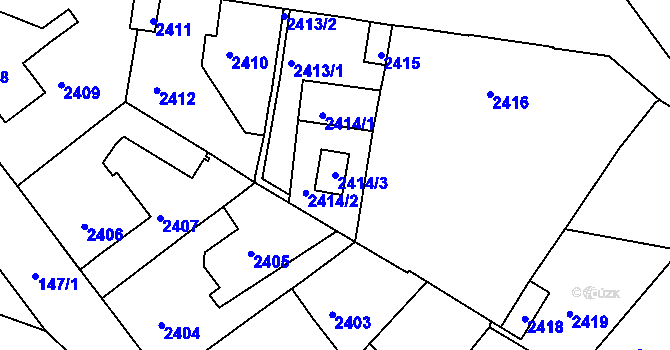 Parcela st. 2414/3 v KÚ Tachov, Katastrální mapa