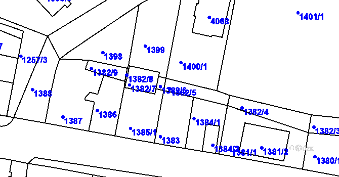 Parcela st. 1382/5 v KÚ Tachov, Katastrální mapa