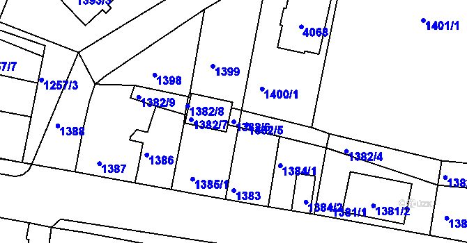 Parcela st. 1382/6 v KÚ Tachov, Katastrální mapa