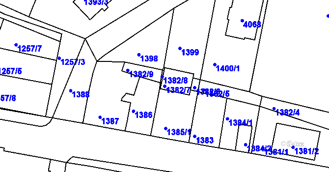 Parcela st. 1382/7 v KÚ Tachov, Katastrální mapa