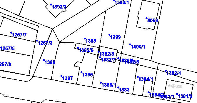 Parcela st. 1382/8 v KÚ Tachov, Katastrální mapa