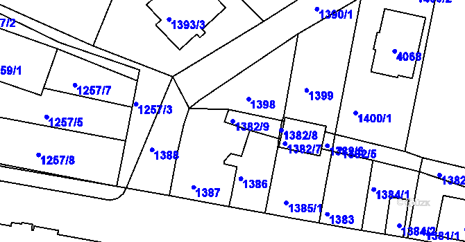 Parcela st. 1382/9 v KÚ Tachov, Katastrální mapa