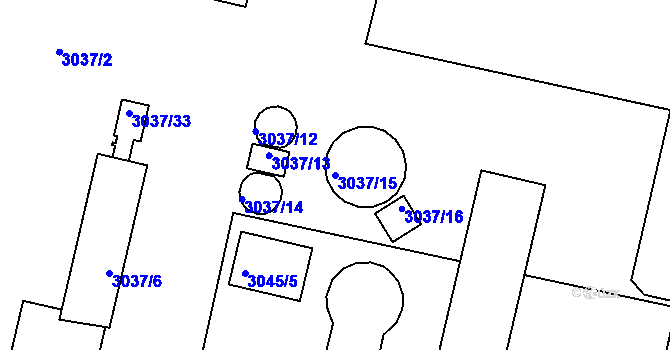 Parcela st. 3037/15 v KÚ Tachov, Katastrální mapa