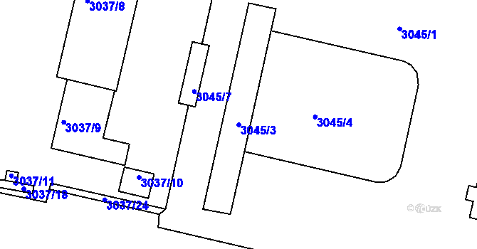 Parcela st. 3045/3 v KÚ Tachov, Katastrální mapa