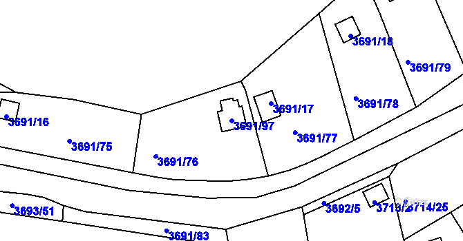 Parcela st. 3691/97 v KÚ Tachov, Katastrální mapa
