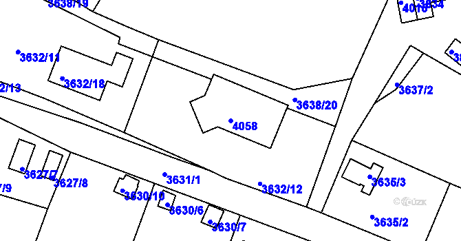 Parcela st. 4058 v KÚ Tachov, Katastrální mapa