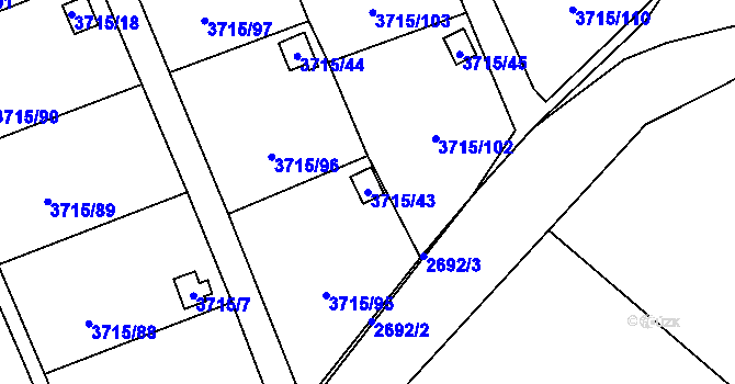 Parcela st. 3715/43 v KÚ Tachov, Katastrální mapa