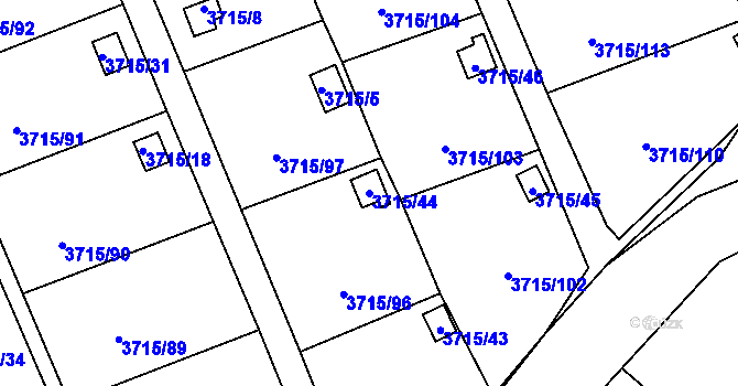 Parcela st. 3715/44 v KÚ Tachov, Katastrální mapa