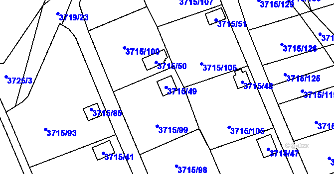 Parcela st. 3715/49 v KÚ Tachov, Katastrální mapa