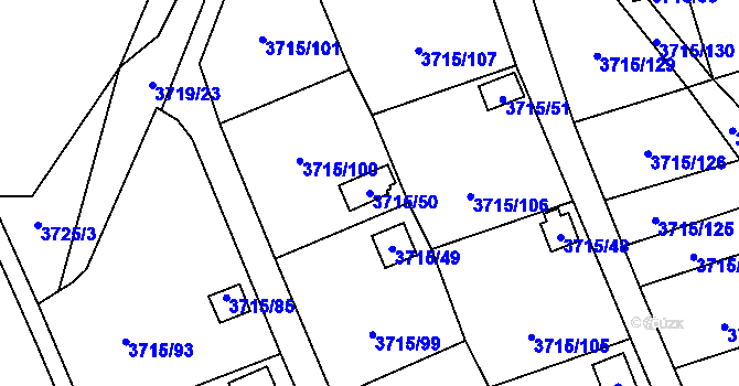 Parcela st. 3715/50 v KÚ Tachov, Katastrální mapa