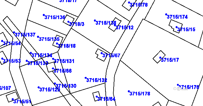 Parcela st. 3715/67 v KÚ Tachov, Katastrální mapa