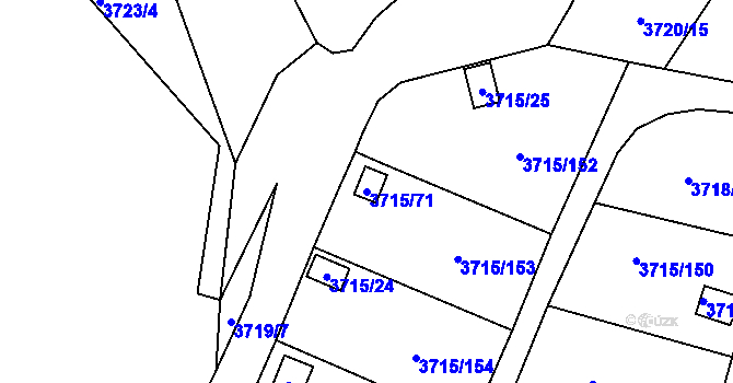 Parcela st. 3715/71 v KÚ Tachov, Katastrální mapa