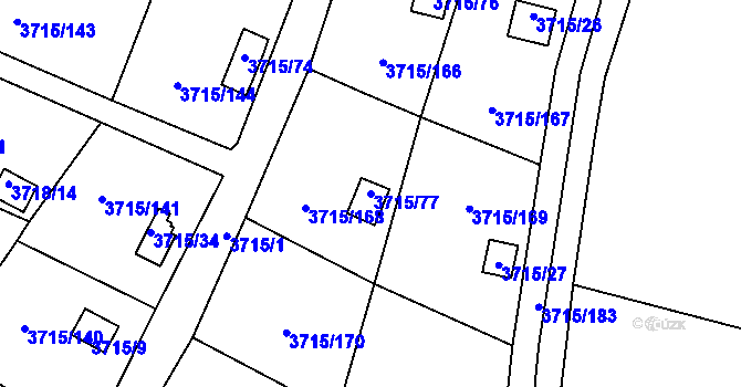 Parcela st. 3715/77 v KÚ Tachov, Katastrální mapa