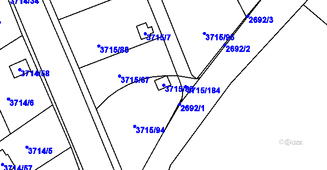 Parcela st. 3715/83 v KÚ Tachov, Katastrální mapa