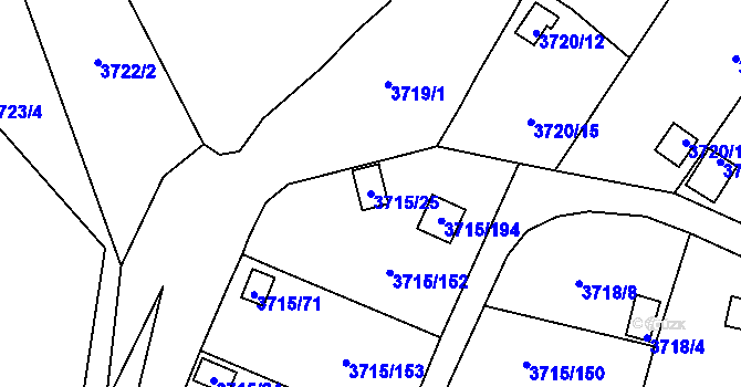 Parcela st. 3715/25 v KÚ Tachov, Katastrální mapa