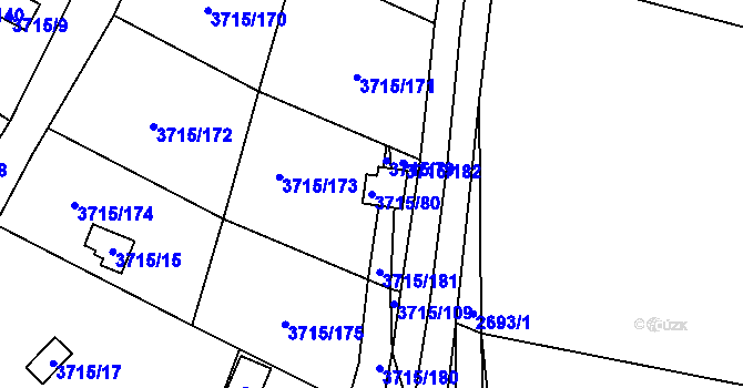 Parcela st. 3715/80 v KÚ Tachov, Katastrální mapa