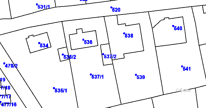 Parcela st. 537/2 v KÚ Tachov, Katastrální mapa
