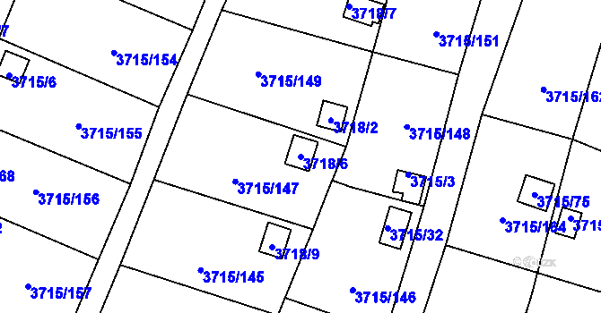 Parcela st. 3718/6 v KÚ Tachov, Katastrální mapa