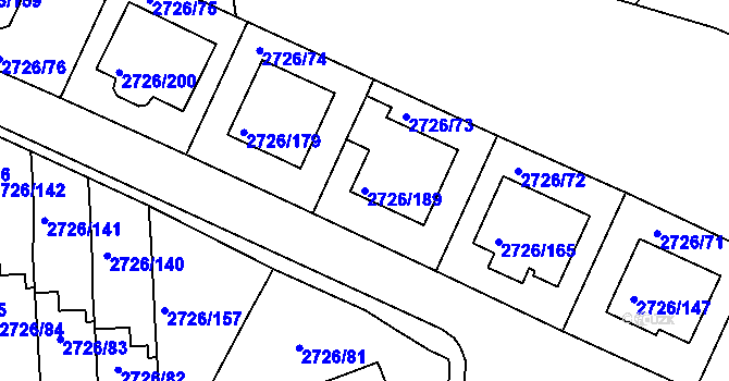 Parcela st. 2726/189 v KÚ Tachov, Katastrální mapa