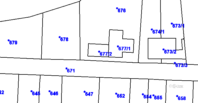 Parcela st. 677/2 v KÚ Tachov, Katastrální mapa