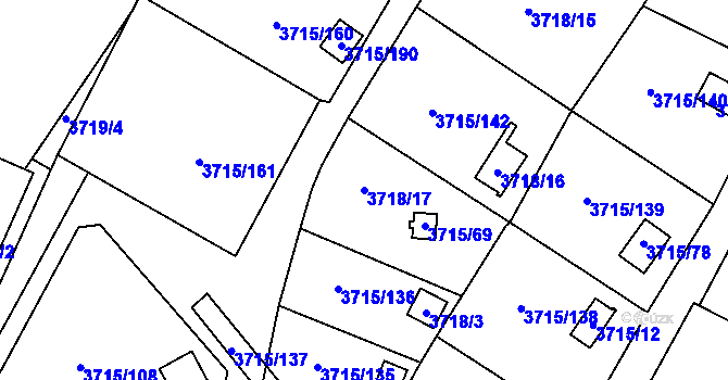 Parcela st. 3718/17 v KÚ Tachov, Katastrální mapa