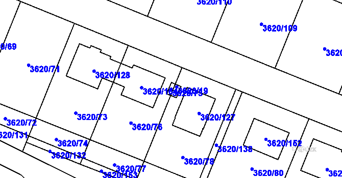 Parcela st. 3620/75 v KÚ Tachov, Katastrální mapa