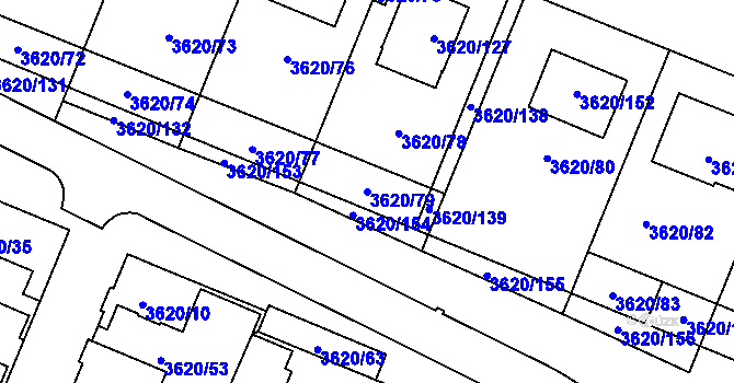 Parcela st. 3620/79 v KÚ Tachov, Katastrální mapa